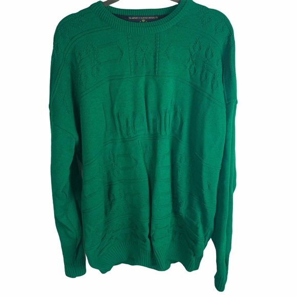 Blarney Castle Designs Men Green Knit Crewneck Ireland Spellout Sweater Sz XL - Picture 1 of 5